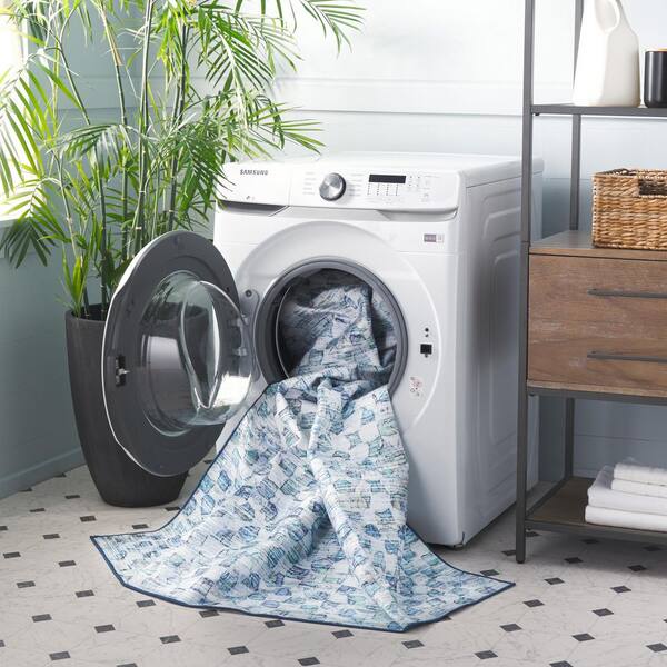 SAFAVIEH Malibu Gray/Aqua 6 ft. x 6 ft. Machine Washable