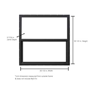 35.5 in. x 35.5 in. Select Series Single Hung Vinyl Black Window with White Int, HPSC Glass, and Screen