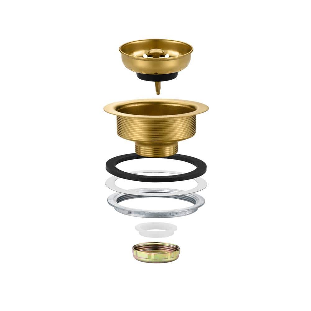 Brushed Gold Stainless Steel Drop-In Kitchen Sink Basket Strainer
