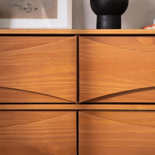 home depot mid century modern dresser Walker Edison Furniture Company Sloane Mid-Century Modern Walnut 6-Drawer 52 in. Solid Wood Dresser HD10000