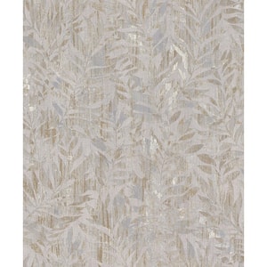 Beck Grey Metallic Leaf Paper Textured Non-Pasted Wallpaper Roll