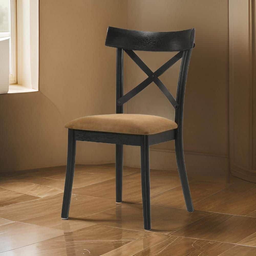 Brown and Black Fabric Wooden Frame Dining Chair (Set of 2) price history on PriceWatchPro