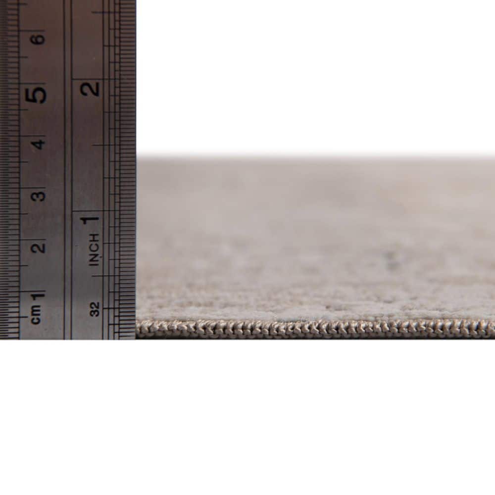 Beige Medallion Easy-Care Rectangular Synthetic Rug 5'1" x 8'
