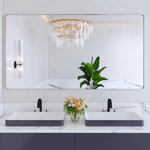 55 in. W x 30 in. H Large Rectangular Framed Wall Mounted Bathroom Vanity Mirror in Brushed Nickel