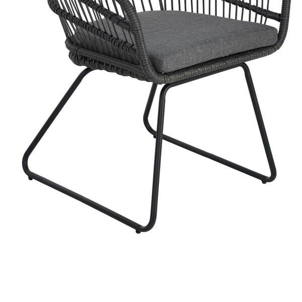 Grey All-Weather Wicker Outdoor Lounge Chair Patio Dining Chair