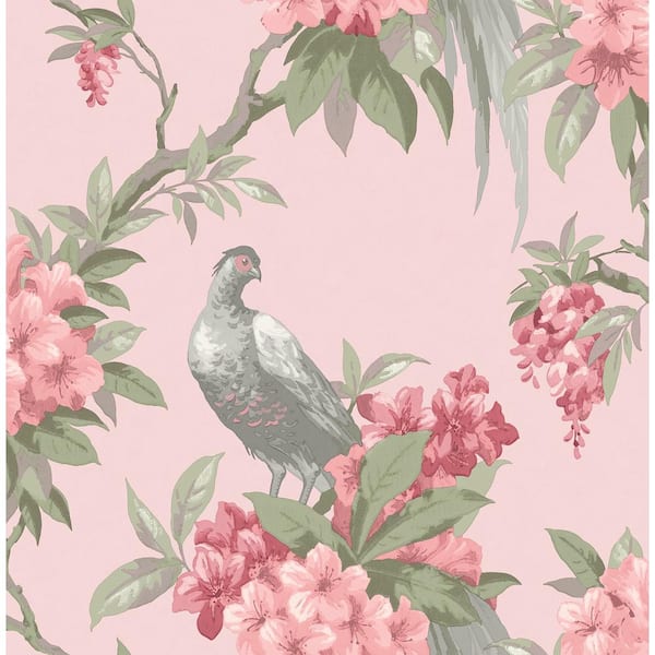Brewster Home Fashions Golden Pheasant Pink Floral Wallpaper Sample