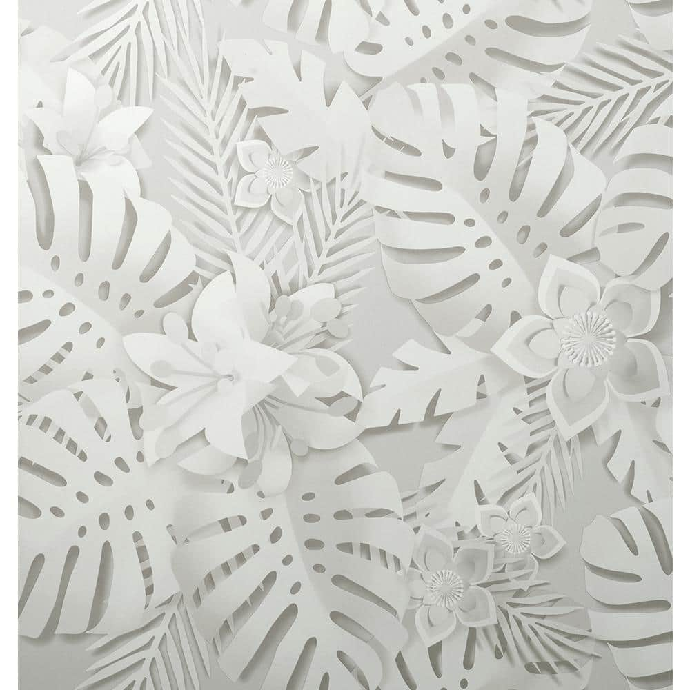 Fine Decor Dacre White Floral Unpasted Paper Wallpaper, 20.5-in by