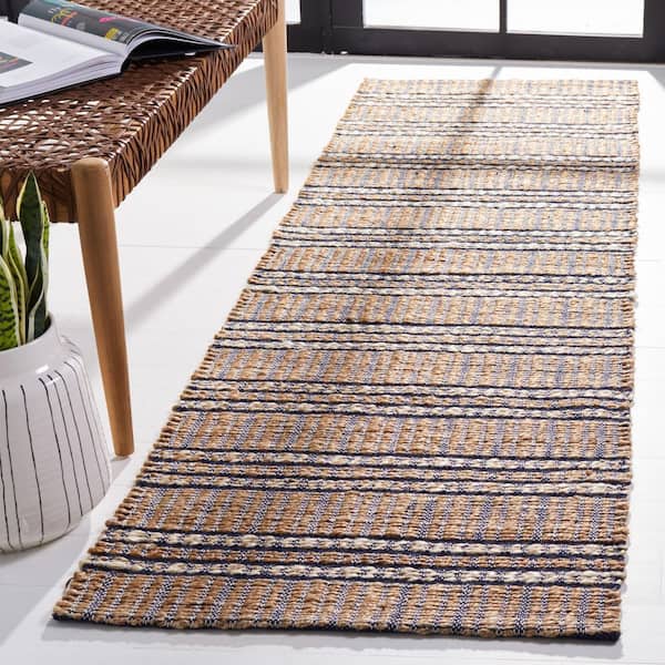 Natural Fiber 2 ft. x 8 ft. Navy/Natural Striped Runner Rug