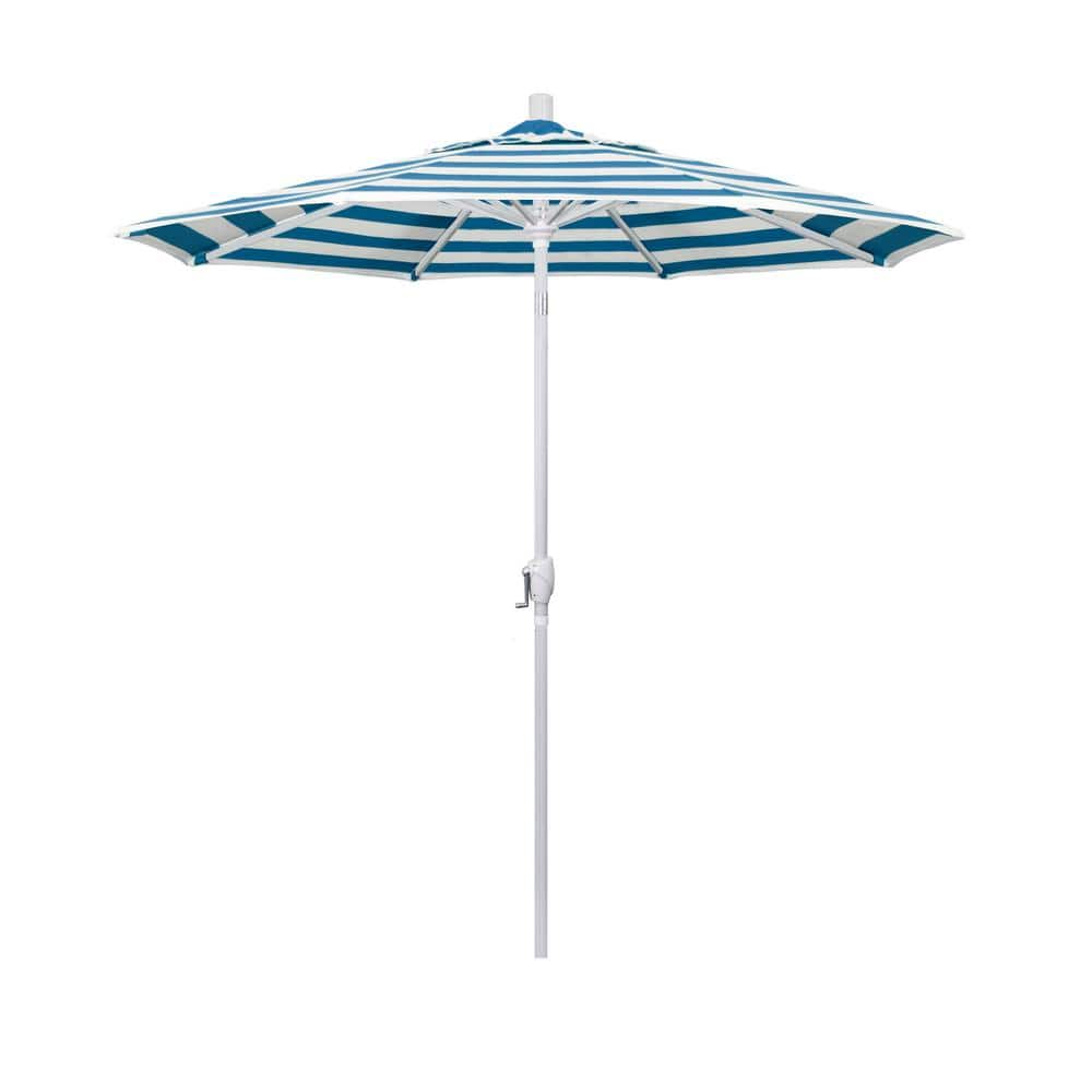 California Umbrella 7.5 ft. Matted White Aluminum Market Push Button ...