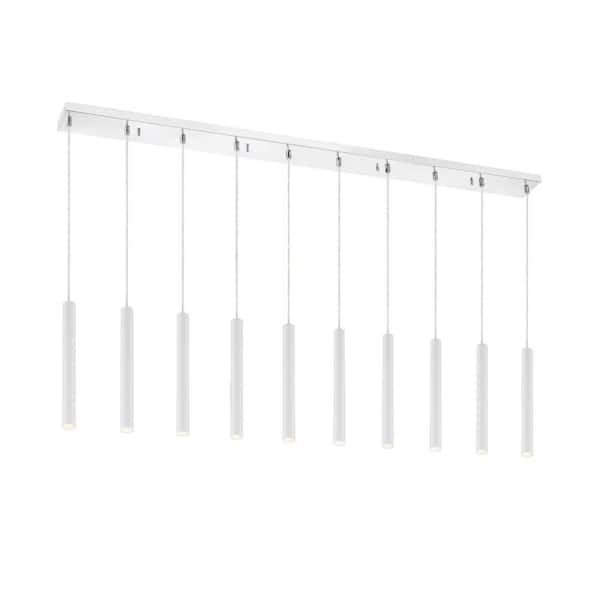 Unbranded Forest 5-Watt 10-Light Integrated LED Chrome Shaded Chandelier with Matte White Steel Shade