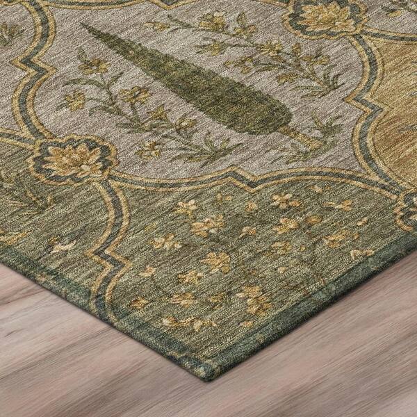 Chantille Machine Washable Indoor/Outdoor Abstract ACN3018 Olive 10 ft. x 14 ft. Area Rug