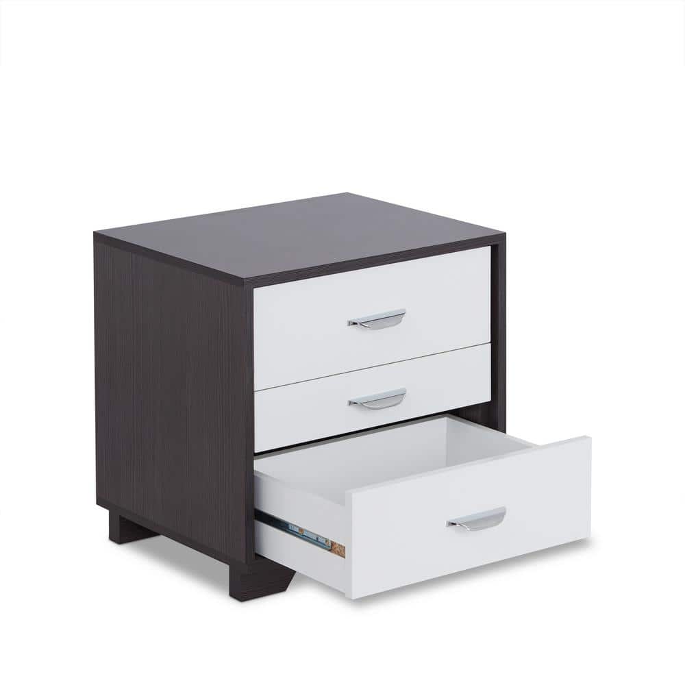 Eloy Modern Black and White 3-Drawer Nightstand