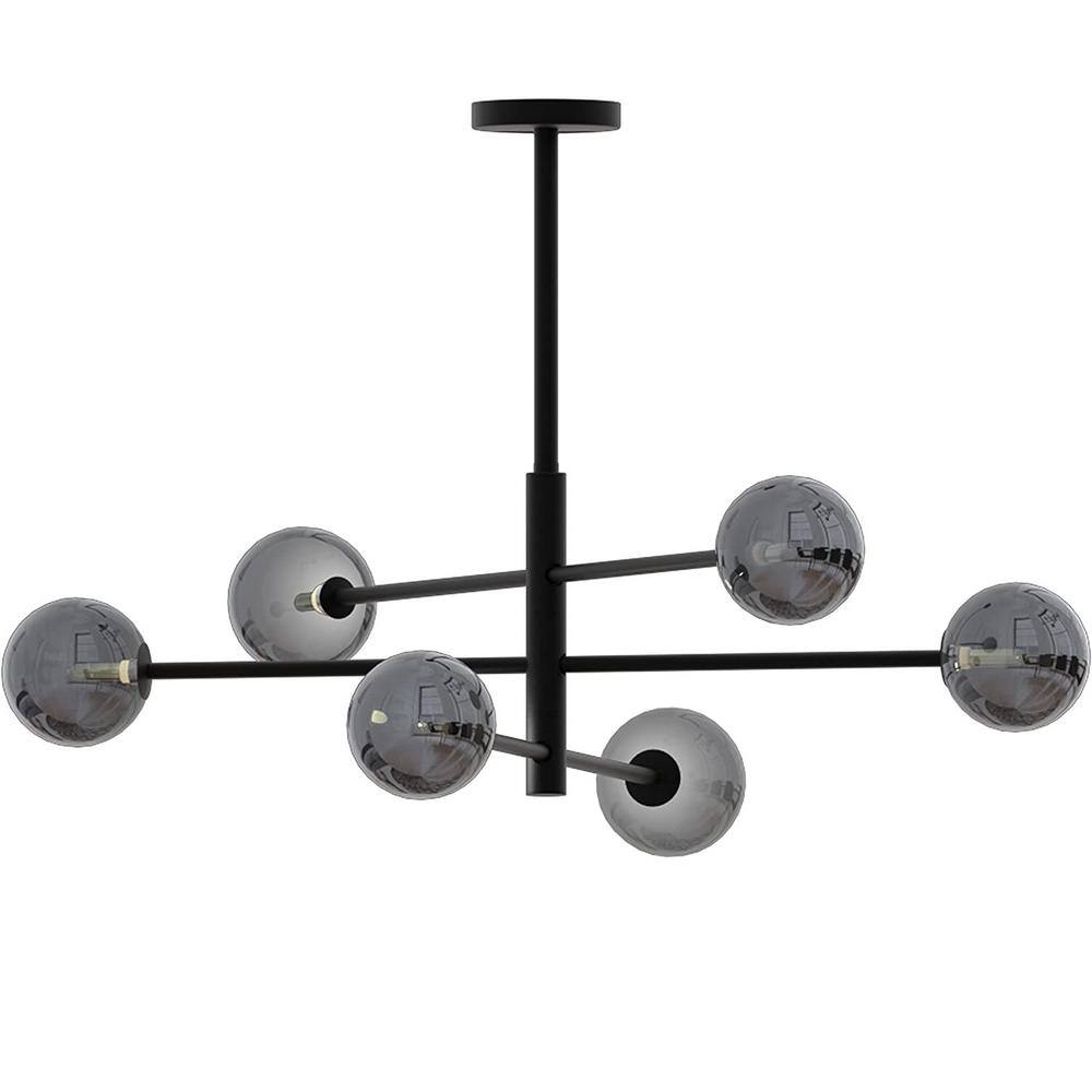 AMBIATE 6Light Black Dimmable Adjustable Height Chandelier Light