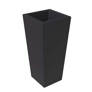 Orna Modern Fiberstone Weather-Resistant Square Planter Pot with Drainage Holes for Home and Garden Black, 36 in. H