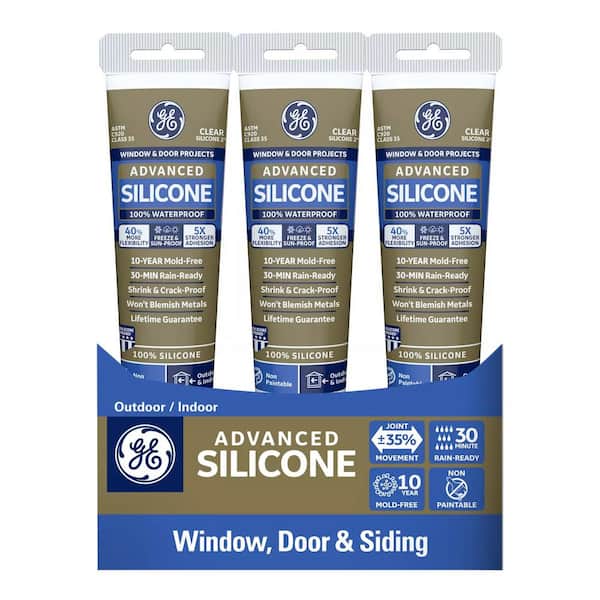 GE Advanced Silicone 2 2.8 oz. Clear Window and Door Squeeze Sealant