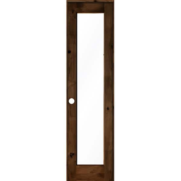Krosswood Doors 24 in. x 96 in. Rustic Knotty Alder Right-Hand Full-Lite Clear Glass Provincial Stain Wood Single Prehung Interior Door
