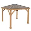 10 ft. x 10 ft. Meridian Cedar Gazebo with weather and rust resistant Coffee Brown Aluminum Roof