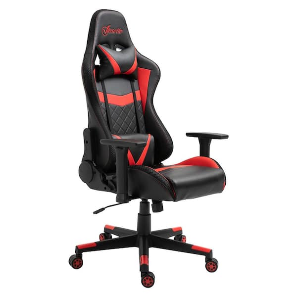 Vinsetto Black/Red Video Game Chair with RGB LED Lights, Adjustable Height, Recline and Office 921-446RD - The Home Depot