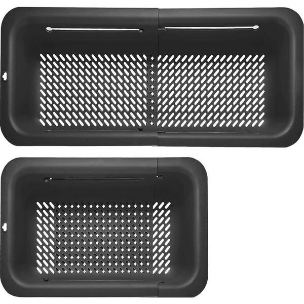 Collapsible Over the Sink Colander, Expandable with 7 Preset Positions, BPA-Free Plastic Strainer Basket in Black