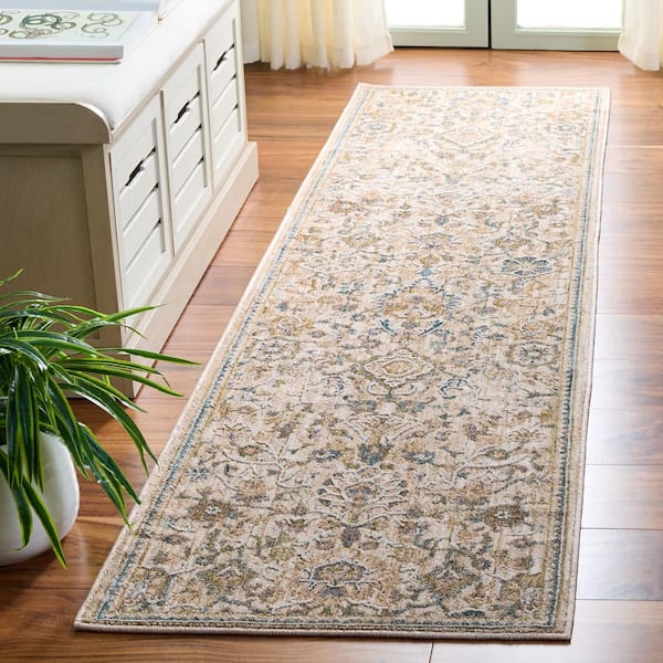 Finley 2 ft. x 10 ft. Beige/Blue Persian Runner Rug