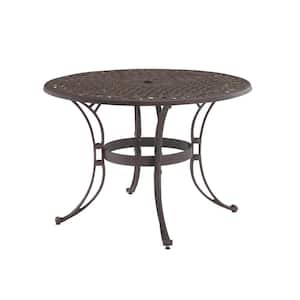Sanibel 42 in. Swivel Rust Bronze 5-Piece Cast Aluminum Round Outdoor Dining Set with Coral Cushions