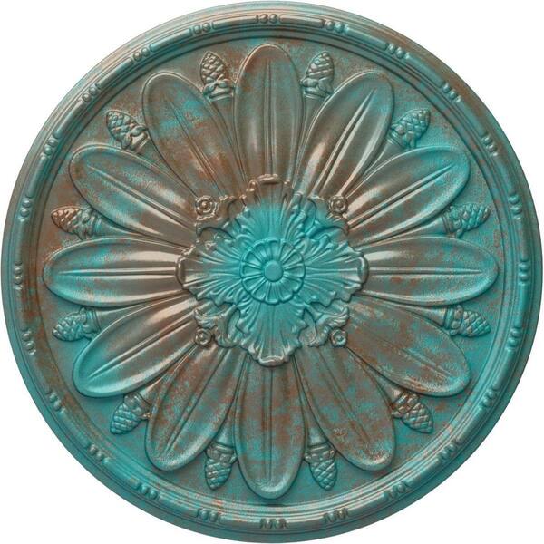 Ekena Millwork 29-7/8 in. x 1-3/8 in. Fairfax Urethane Ceiling, Copper Green Patina
