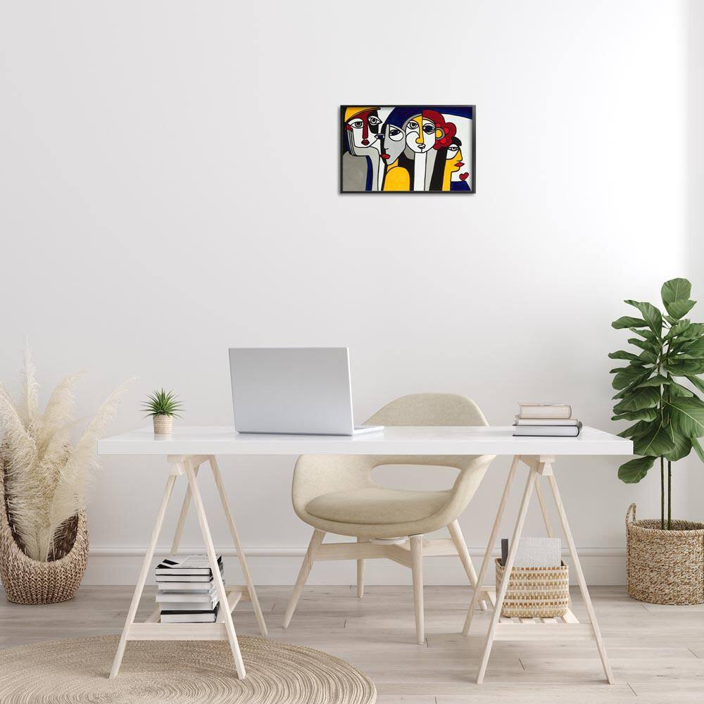 Primary Hues Faces Portrait by Ruth Fromstein Black Framed Abstract Giclee Art Print 12 in. x 18 in. price history on PriceWatchPro