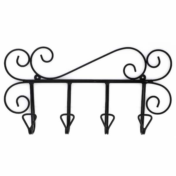Mascot Hardware Wavy 18 in. L Black Hook Rail with 4 Hooks