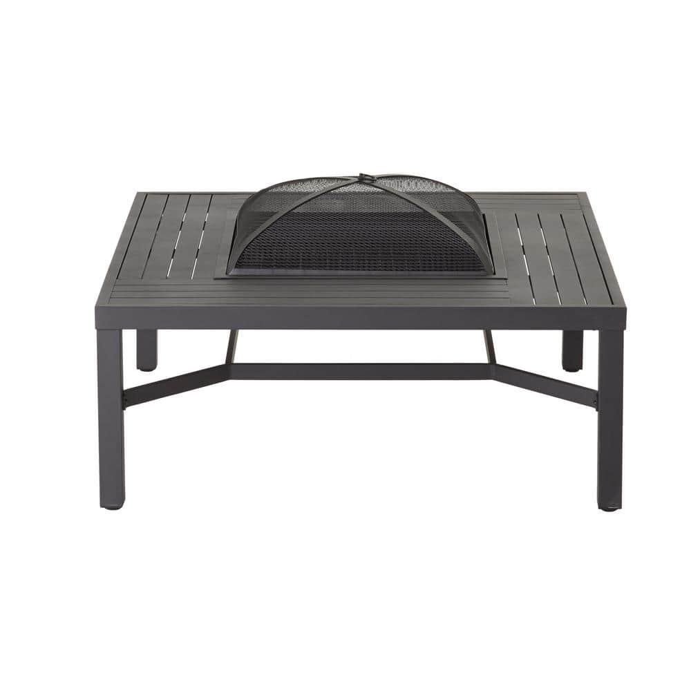 Hampton Bay 43 50 In Aluminum Fire Pit Table In Black Fta79103n The Home Depot