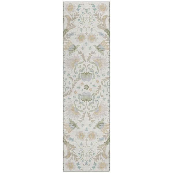 Chantille Machine Washable Indoor/Outdoor Abstract ACN3049 Ivory 2 ft. x 7 ft. Runner Rug