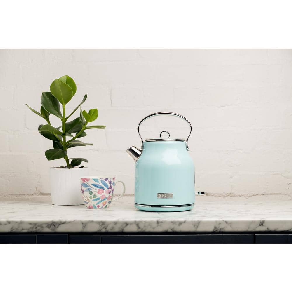 Turquoise Stainless Steel 1.8 qt Electric Kettle with Comfort Grip