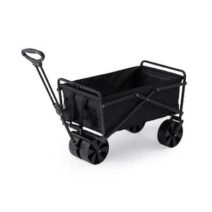 150 lbs. Capacity Manual Folding Utility Beach Wagon Outdoor Cart in Black