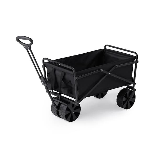 SEINA 150 lbs. Capacity Manual Folding Utility Beach Wagon Outdoor Cart in Black