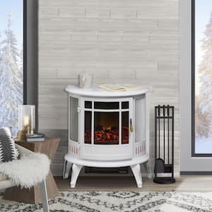 22 in. Freestanding Electric Fireplace Stove Electric Fireplace Heater in White with Adjustable Temperature