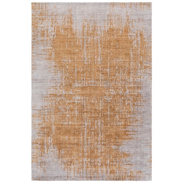 Mirage 6 ft. x 9 ft. Gray/Gold Distressed Striped Area Rug