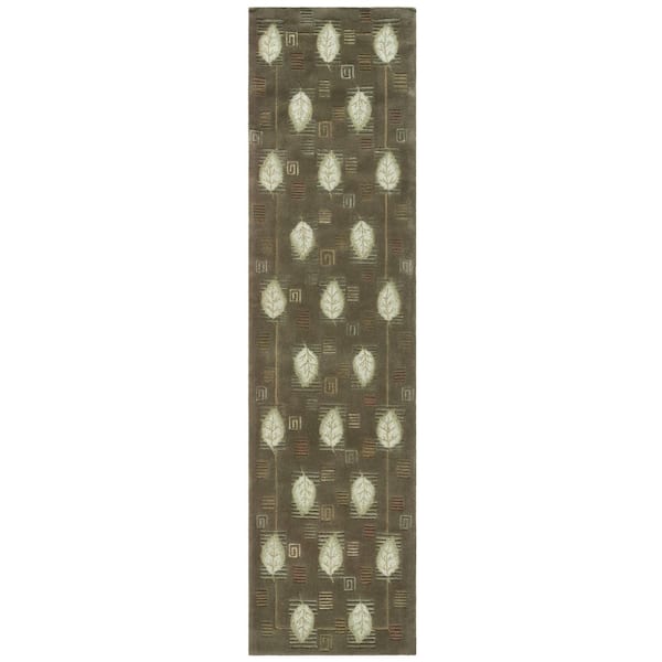 Berkley 3 ft. x 10 ft. Sage Transitional Leaf Motif Runner Rug