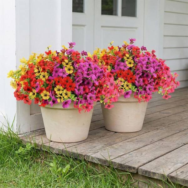 19.8 in. Multi-Colored Artificial Violet Flower Set Outdoor Indoor