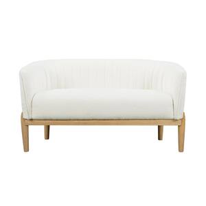 Franklin 55.5 in. Ivory Boucle 2-Seater Loveseat with Vertical Tufting