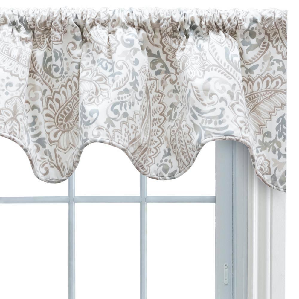 Natural Cotton Paisley Pattern Scallop Valance with Rod Pocket