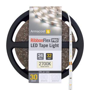 RibbonFlex Pro 32.8 ft. (10M) 24-Volt LED Tape Light, Soft White (2700K), 30 LEDs/M