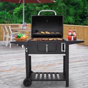 24-in. Charcoal Grill, 587 Square Inches Heavy-duty BBQ Smoker, Black