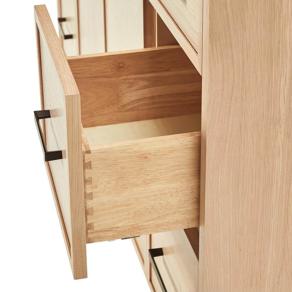 Kelly 60" White Oak Freestanding Bathroom Vanity Cabinet with Black Handles