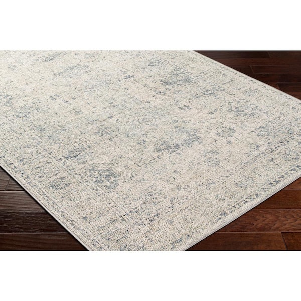 Calhoun Light Grey Medallion 5 ft. x 7 ft. Machine-Washable Indoor Area Rug