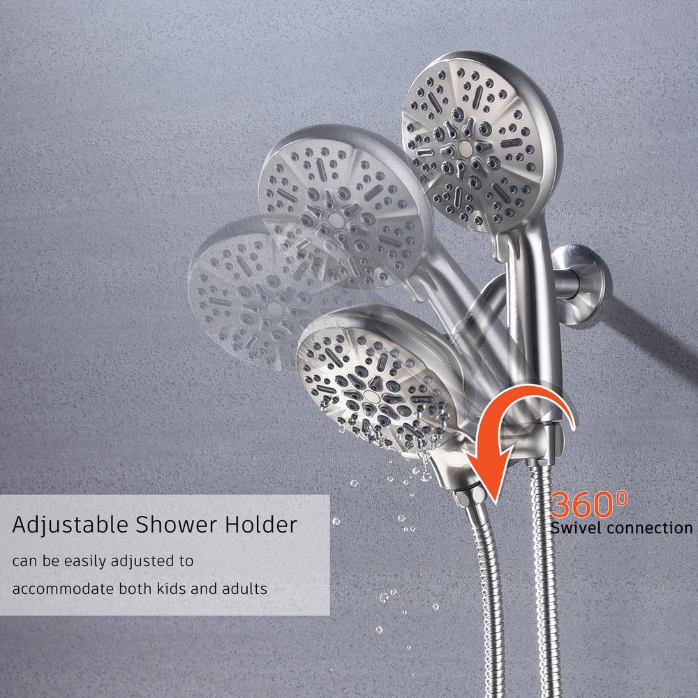 Brushed Nickel 5-Spray Dual Shower Head with Handheld