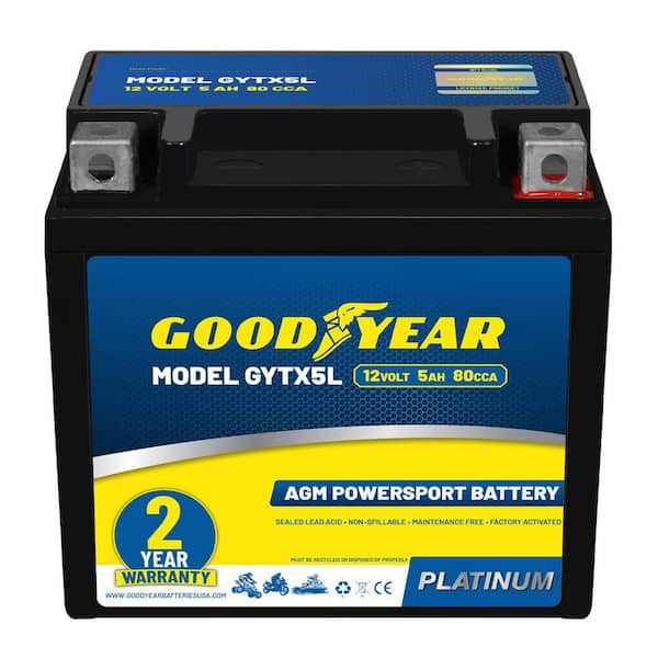 GYTX5L-12-Volt 5 AH, 80 CCA, Rechargeable High-Performance, Maintenance Free, SLA-AGM Battery