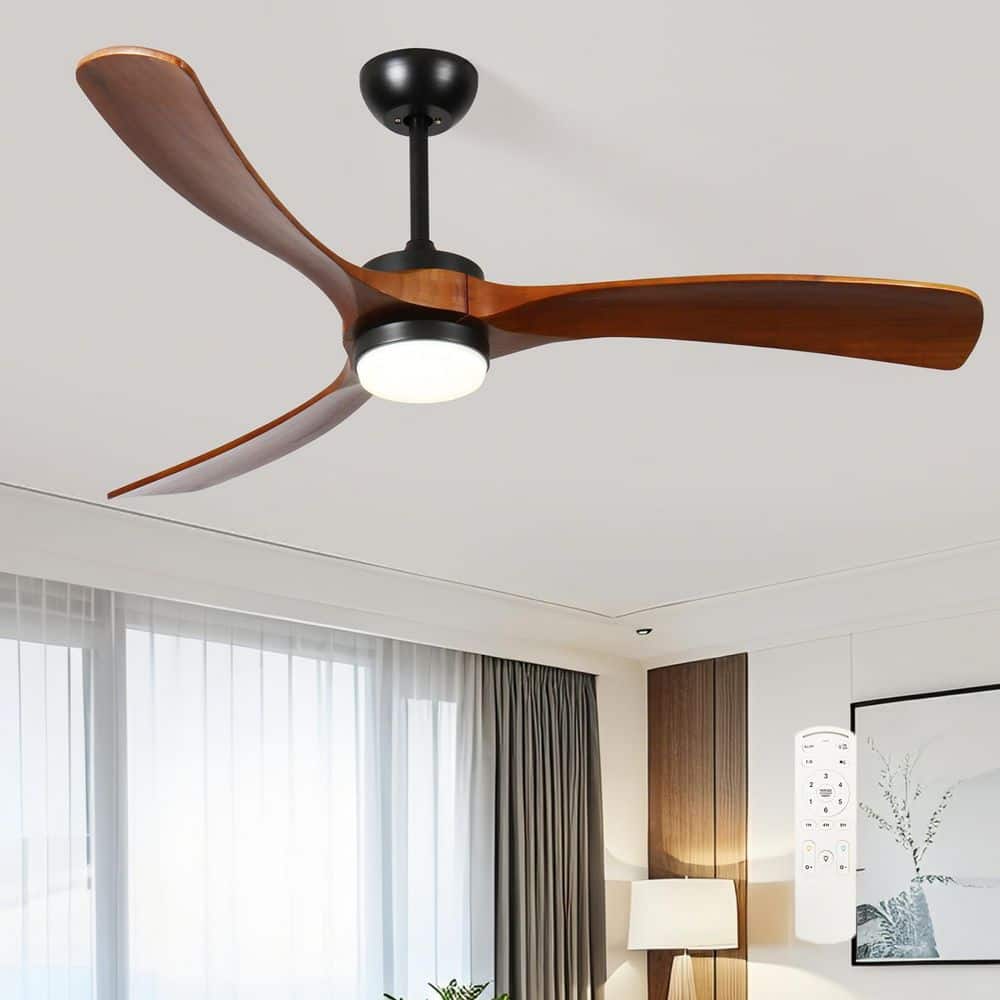 60 in. Black Indoor/Outdoor Ceiling Fan with Remote Control, 3-Blades Solid