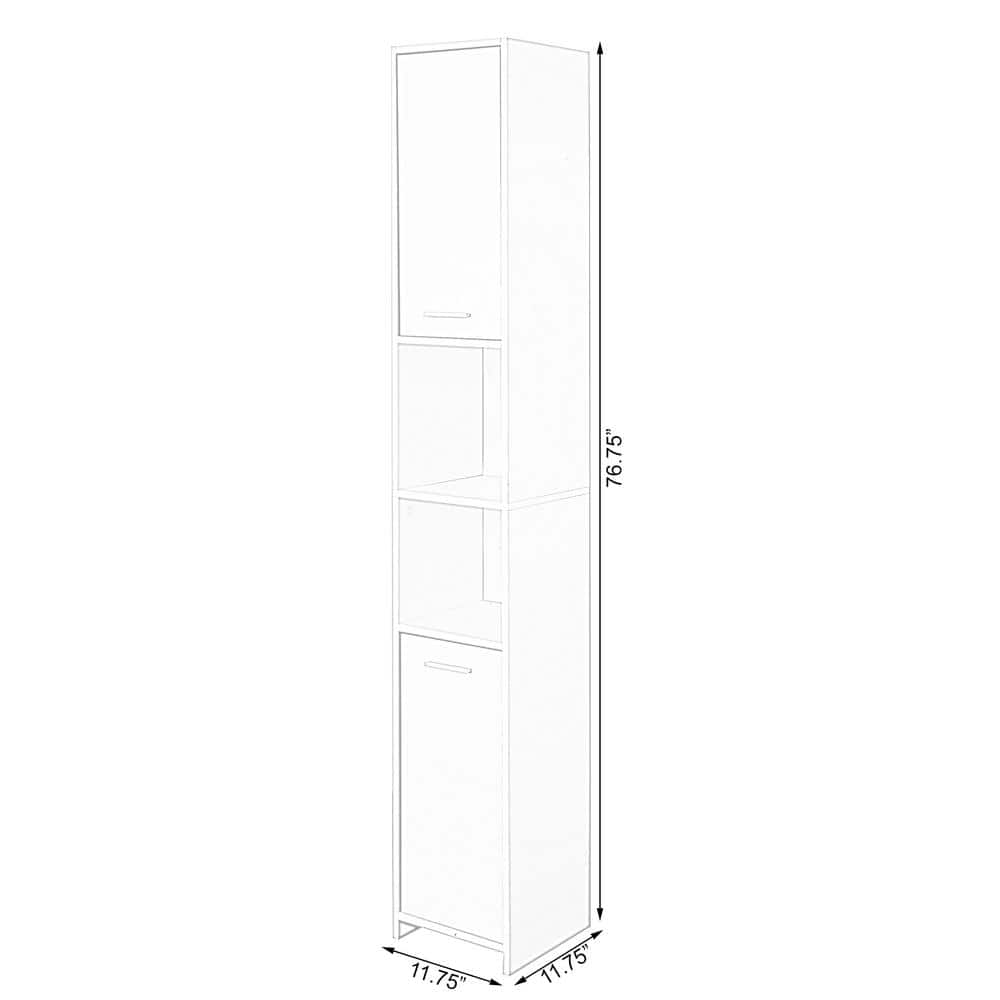 Contemporary White 40.8" Tall Bathroom Cabinet with Adjustable Shelving