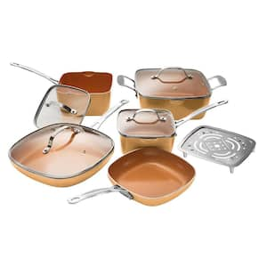 10-Piece Copper Non-Stick Ti-Ceramic Square Cookware Set with Lids