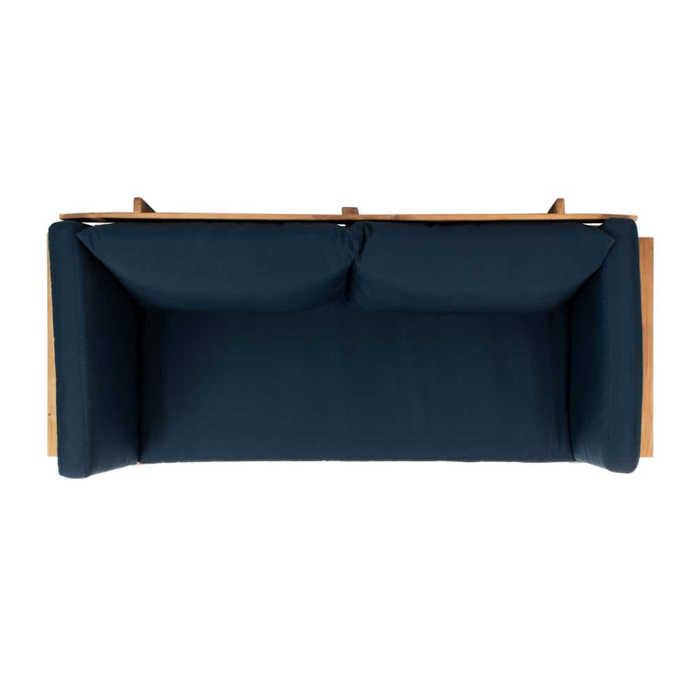 Natural Acacia Wood Daybed with Navy Cushions