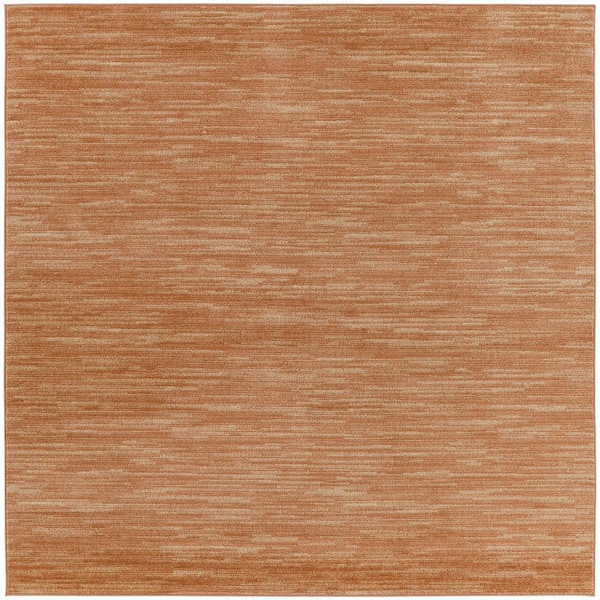 Nourison Essentials 7 ft. x 7 ft. Rust Abstract Contemporary Square Indoor/Outdoor Area Rug